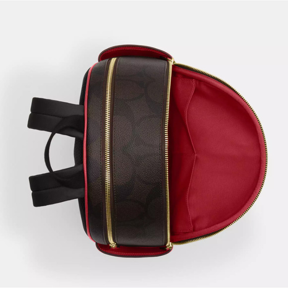 Coach Court Backpack In Signature Canvas CCK72 Walnut/True Red - Picture 11 of 11